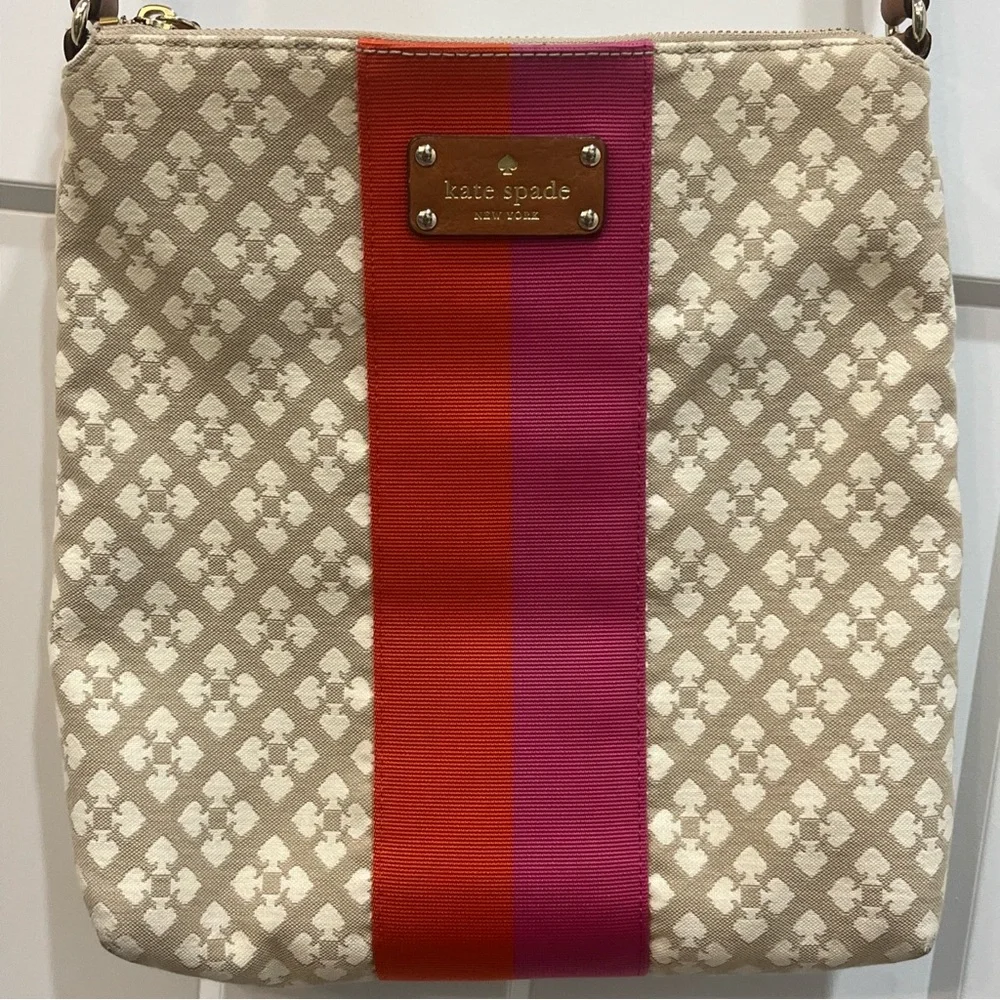 Kate Spade Classic Spade Victoria Beige Leather Crossbody Shoulder‎ Bag WKRU150